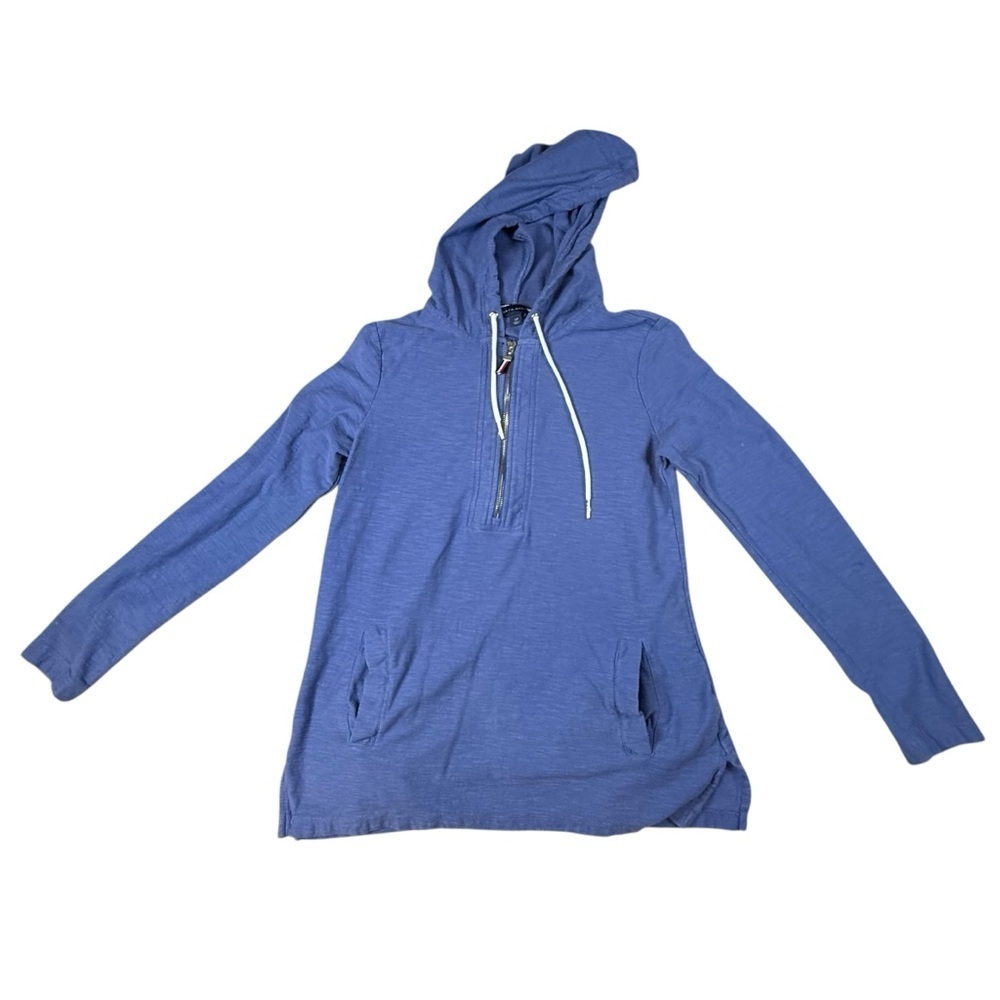 Tommy Hilfiger Women Blue Zip Up Hoodie Small EUC Logo Fast Shipping Smoke Free